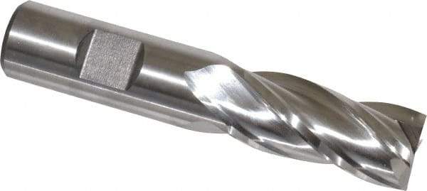 Niagara Cutter - 3/4", 1-5/8" LOC, 3/4" Shank Diam, 3-7/8" OAL, 4 Flute, Cobalt Square End Mill - Single End, Uncoated, Spiral Flute, 30° Helix, Centercutting, Right Hand Cut, Right Hand Flute, Series SPC408 - Eagle Tool & Supply