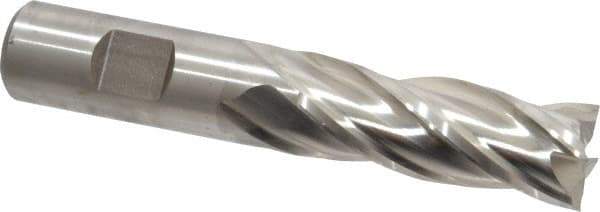Niagara Cutter - 3/4", 2" LOC, 3/4" Shank Diam, 4-1/4" OAL, 4 Flute, Cobalt Square End Mill - Single End, Uncoated, Spiral Flute, 30° Helix, Centercutting, Right Hand Cut, Right Hand Flute, Series SPC408 - Eagle Tool & Supply