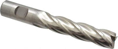 Niagara Cutter - 3/4", 3" LOC, 3/4" Shank Diam, 5-1/4" OAL, 4 Flute, Cobalt Square End Mill - Single End, Uncoated, Spiral Flute, 30° Helix, Centercutting, Right Hand Cut, Right Hand Flute, Series SPC408 - Eagle Tool & Supply