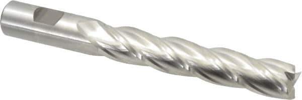 Niagara Cutter - 3/4", 4" LOC, 3/4" Shank Diam, 6-1/4" OAL, 4 Flute, Cobalt Square End Mill - Single End, Uncoated, Spiral Flute, 30° Helix, Centercutting, Right Hand Cut, Right Hand Flute, Series SPC408 - Eagle Tool & Supply
