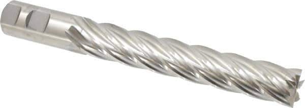 Niagara Cutter - 1", 6" LOC, 1" Shank Diam, 8-1/2" OAL, 6 Flute, Cobalt Square End Mill - Single End, Uncoated, Spiral Flute, 30° Helix, Centercutting, Right Hand Cut, Right Hand Flute, Series SPC408 - Eagle Tool & Supply