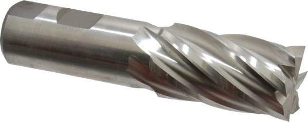 Niagara Cutter - 1-1/8", 2" LOC, 1" Shank Diam, 4-1/2" OAL, 6 Flute, Cobalt Square End Mill - Single End, Uncoated, Spiral Flute, 30° Helix, Centercutting, Right Hand Cut, Right Hand Flute, Series SPC408 - Eagle Tool & Supply