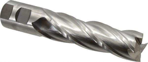 Niagara Cutter - 1-1/4", 4" LOC, 1-1/4" Shank Diam, 6-1/2" OAL, 4 Flute, Cobalt Square End Mill - Single End, Uncoated, Spiral Flute, 30° Helix, Centercutting, Right Hand Cut, Right Hand Flute, Series SPC408 - Eagle Tool & Supply