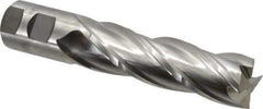 Niagara Cutter - 1-1/4", 4" LOC, 1-1/4" Shank Diam, 6-1/2" OAL, 4 Flute, Cobalt Square End Mill - Single End, Uncoated, Spiral Flute, 30° Helix, Centercutting, Right Hand Cut, Right Hand Flute, Series SPC408 - Eagle Tool & Supply