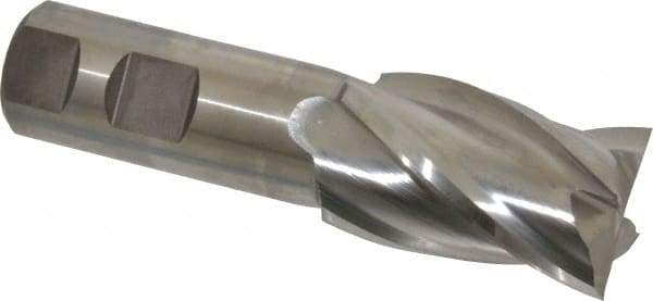 Niagara Cutter - 1-1/4", 2" LOC, 1" Shank Diam, 4-1/2" OAL, 4 Flute, Cobalt Square End Mill - Single End, Uncoated, Spiral Flute, 30° Helix, Centercutting, Right Hand Cut, Right Hand Flute, Series SPC408 - Eagle Tool & Supply