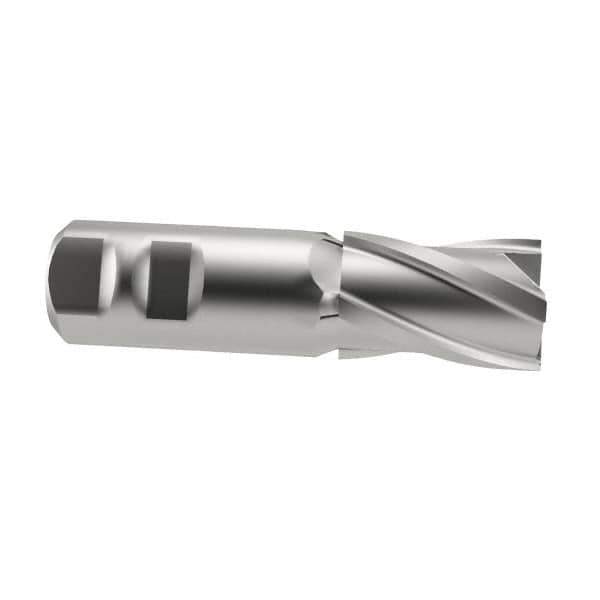 Niagara Cutter - 1-1/2", 2" LOC, 1-1/4" Shank Diam, 4-1/2" OAL, 4 Flute, Cobalt Square End Mill - Single End, Uncoated, Spiral Flute, 30° Helix, Centercutting, Right Hand Cut, Right Hand Flute, Series SPC408 - Eagle Tool & Supply