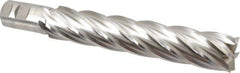 Niagara Cutter - 1-1/2", 8" LOC, 1-1/4" Shank Diam, 10-1/2" OAL, 6 Flute, Cobalt Square End Mill - Single End, Uncoated, Spiral Flute, 30° Helix, Centercutting, Right Hand Cut, Right Hand Flute, Series SPC408 - Eagle Tool & Supply