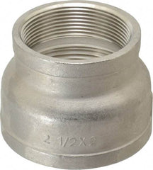 Merit Brass - 2-1/2 x 2" Grade 304 Stainless Steel Pipe Reducer Coupling - FNPT x FNPT End Connections, 150 psi - Eagle Tool & Supply
