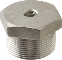 Merit Brass - 1-1/2 x 1/4" Grade 304 Stainless Steel Pipe Hex Bushing - MNPT x FNPT End Connections, 150 psi - Eagle Tool & Supply