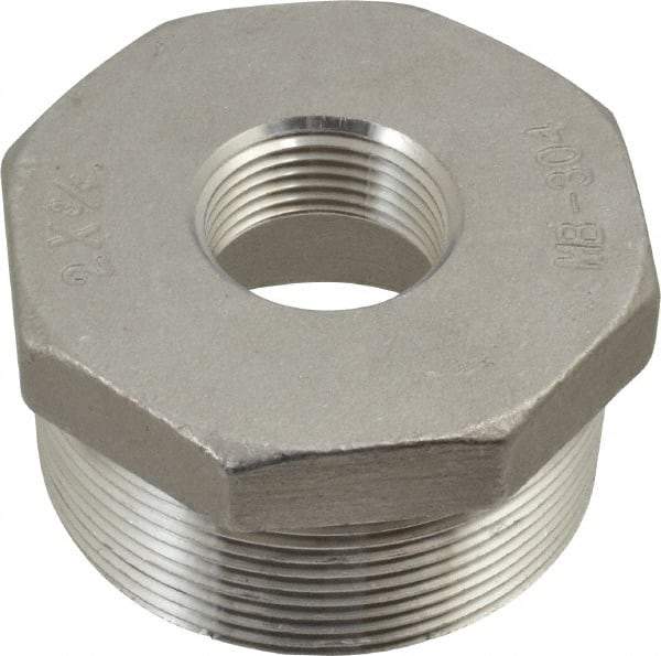 Merit Brass - 2 x 3/4" Grade 304 Stainless Steel Pipe Hex Bushing - MNPT x FNPT End Connections, 150 psi - Eagle Tool & Supply