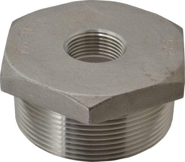 Merit Brass - 3 x 1" Grade 304 Stainless Steel Pipe Hex Bushing - MNPT x FNPT End Connections, 150 psi - Eagle Tool & Supply