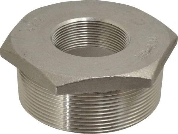 Merit Brass - 4 x 2" Grade 304 Stainless Steel Pipe Hex Bushing - MNPT x FNPT End Connections, 150 psi - Eagle Tool & Supply