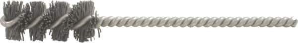 Brush Research Mfg. - 1.1" Diam Helical Nylon Tube Brush - Single Spiral, 0.04" Filament Diam, 2" Brush Length, 6" OAL, 0.22" Diam Steel Shank - Eagle Tool & Supply