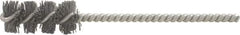 Brush Research Mfg. - 1.1" Diam Helical Nylon Tube Brush - Single Spiral, 0.04" Filament Diam, 2" Brush Length, 6" OAL, 0.22" Diam Steel Shank - Eagle Tool & Supply