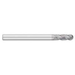 Titan USA - Ball End Mills; Mill Diameter (Inch): 3/8 ; Mill Diameter (Decimal Inch): 0.3750 ; Number of Flutes: 4 ; Length of Cut (Inch): 1-3/4 ; Length of Cut (Decimal Inch): 1.7500 ; Material: Solid Carbide - Exact Industrial Supply