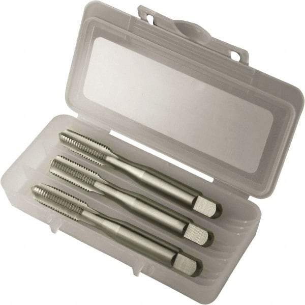 Vermont Tap & Die - #8-36 UNF, 4 Flute, Bottoming, Plug & Taper, Bright Finish, High Speed Steel Tap Set - Right Hand Cut, 2-1/8" OAL, 3/4" Thread Length, 2/2B/3B Class of Fit, Series 3105 - Eagle Tool & Supply