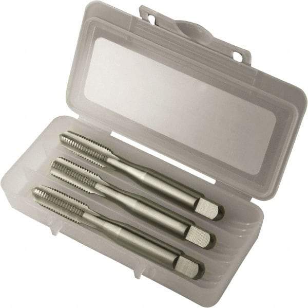 Vermont Tap & Die - M18x2.50 Metric, 4 Flute, Bottoming, Plug & Taper, Bright Finish, High Speed Steel Tap Set - Right Hand Cut, 4-1/32" OAL, 1-13/16" Thread Length, 6H Class of Fit, Series 3105M - Eagle Tool & Supply