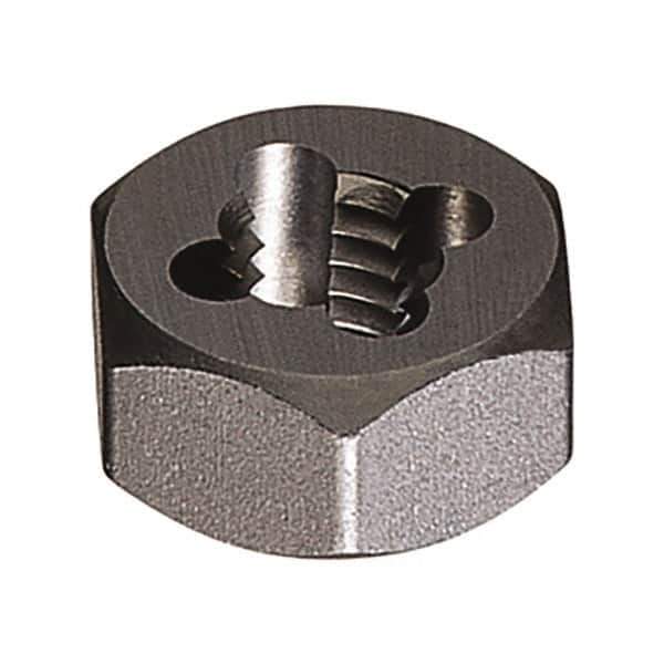 Vermont Tap & Die - 5/16-18 UNC Thread, 11/16" Hex, Right Hand Thread, Hex Rethreading Die - Carbon Steel, 5/16" Thick, Series 280 - Exact Industrial Supply