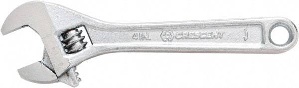 Crescent - 1/2" Jaw Capacity, 4" Standard Adjustable Wrench - Steel, Chrome Finish, 4" OAL - Eagle Tool & Supply