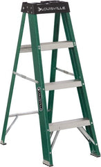 Louisville - 3 Steps, 4' High, Type II Rating, Fiberglass Step Ladder - Eagle Tool & Supply