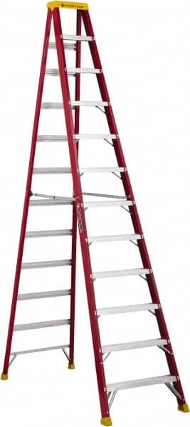 Louisville - 11 Steps, 12' High, Type IA Rating, Fiberglass Step Ladder - Eagle Tool & Supply