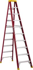 Louisville - 9 Steps, 10' High, Type IA Rating, Fiberglass Step Ladder - 300 Lb Capacity, 27-13/16" Base Width - Eagle Tool & Supply