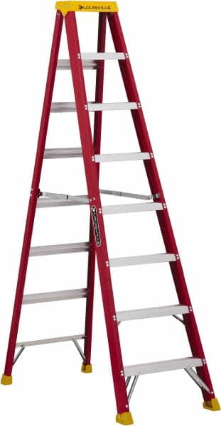 Louisville - 7 Steps, 8' High, Type IA Rating, Fiberglass Step Ladder - Eagle Tool & Supply
