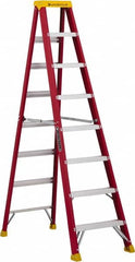 Louisville - 7 Steps, 8' High, Type IA Rating, Fiberglass Step Ladder - Eagle Tool & Supply
