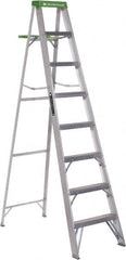 Louisville - 7 Steps, 8' High, Type II Rating, Aluminum Step Ladder - Eagle Tool & Supply