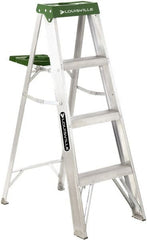 Louisville - 3 Steps, 4' High, Type II Rating, Aluminum Step Ladder - Eagle Tool & Supply