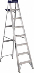 Louisville - 7 Steps, 8' High, Type I Rating, Aluminum Step Ladder - Eagle Tool & Supply