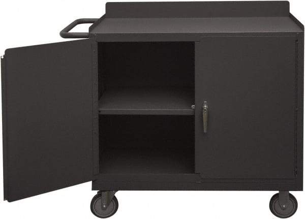 Durham - 1,200 Lb Capacity, 18" Wide x 36" Long x 39-3/4" High Mobile Cart - 2 Door, 1 Shelf, Steel, 2 Rigid/2 Swivel Casters - Eagle Tool & Supply