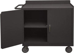 Durham - 1,200 Lb Capacity, 18" Wide x 36" Long x 39-3/4" High Mobile Cart - 2 Door, 1 Shelf, Steel, 2 Rigid/2 Swivel Casters - Eagle Tool & Supply