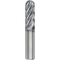 Kennametal - 3/8" Diam, 7/8" LOC, 6 Flute Solid Carbide Ball End Mill - AlTiN Finish, Single End, 2-1/2" OAL, 3/8" Shank Diam, Spiral Flute - Eagle Tool & Supply