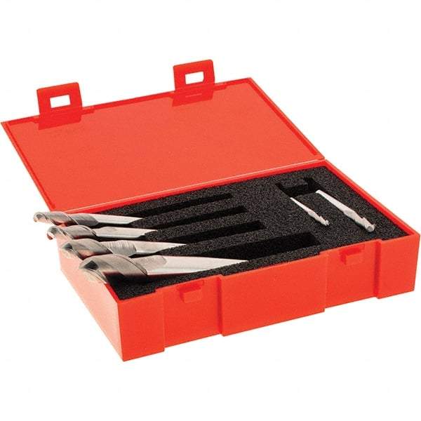 SGS - 1/8 to 1/2", 2 Flute Ball End Mill Set - Uncoated, Solid Carbide, Single End, 1/8, 3/16, 1/4, 5/16, 3/8, 1/2" Shank Diam, Centercutting - Eagle Tool & Supply
