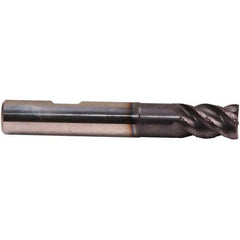 Emuge - 4mm Diam, 8mm LOC, 3 Flute Solid Carbide Roughing & Finishing End Mill - TiAlN Finish, 57mm OAL, 6mm Shank Diam, Weldon Shank, 45° Helix, Long Length - Eagle Tool & Supply