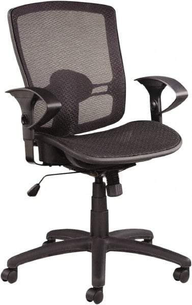 ALERA - 39-3/8" High Mid Back Chair - 25" Wide x 26-1/4" Deep, Mesh Seat, Black - Eagle Tool & Supply