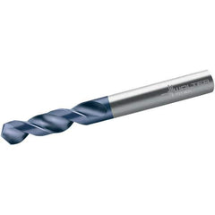 Walter-Titex - 6.2mm 118° Spiral Flute Cobalt Screw Machine Drill Bit - Tinal Finish, Right Hand Cut, 31mm Flute Length, 70mm OAL, Six Facet Point, Straight Shank - Eagle Tool & Supply