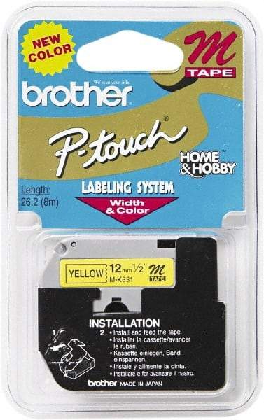 Brother - 1/2" Wide, Yellow Tape Cassette - For Label Maker - Eagle Tool & Supply