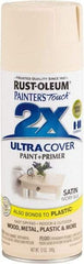 Rust-Oleum - Ivory Silk, Satin, Enamel Spray Paint - 8 Sq Ft per Can, 12 oz Container, Use on Multipurpose - Eagle Tool & Supply