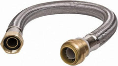 SharkBite - 3/4" Push to Connect Inlet, 3/4" FIP Outlet, Braided Stainless Steel Flexible Connector - Stainless Steel, Use with Water Air Connectors - Eagle Tool & Supply