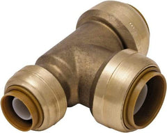 SharkBite - Brass & Chrome Pipe Fittings Type: Reducing Tee Fitting Size: 3/4 x 1/2 x 3/4 - Eagle Tool & Supply