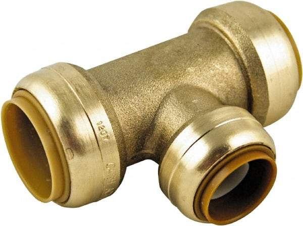 SharkBite - Brass & Chrome Pipe Fittings Type: Reducing Tee Fitting Size: 1 x 1 x 3/4 - Eagle Tool & Supply