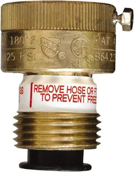 CASH ACME - 3/4" Pipe, 125 Max psi, 2 Color Warning Insulated Brass, Normally Closed Design Vacuum Breaker Valve - Buna-N Seal, Stainless Steel Spring, FNPTF x MNPTF End Connections - Eagle Tool & Supply