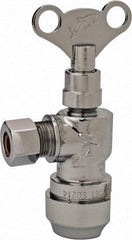 SharkBite - 1/2 & 3/8" Pipe, 200 psi WOG Rating, Brass Angle Stop Valve - Loose Key Handle, Push Fit End Connections, For Potable Water Applications - Eagle Tool & Supply