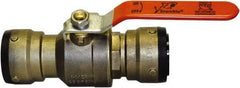SharkBite - 1-1/2" Pipe, Standard Port, Brass Standard Ball Valve - Inline - Two Way Flow, Push-to-Connect x Push-to-Connect Ends, Steel Handle, 200 WOG - Eagle Tool & Supply