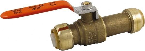 SharkBite - 3/4 x 3/4" Pipe, Standard Port, Brass Standard Ball Valve - Inline - Two Way Flow, Push-to-Connect x Push-to-Connect Ends, Steel Handle, 200 WOG - Eagle Tool & Supply