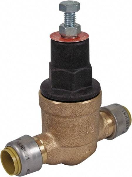 SharkBite - 1/2" Pipe, Push Fit End Connection, Bronze Body Pressure Regulating Valve - EPDM Seal, 200 psi Inlet Pressure, 10 to 70 psi Working Pressure - Eagle Tool & Supply