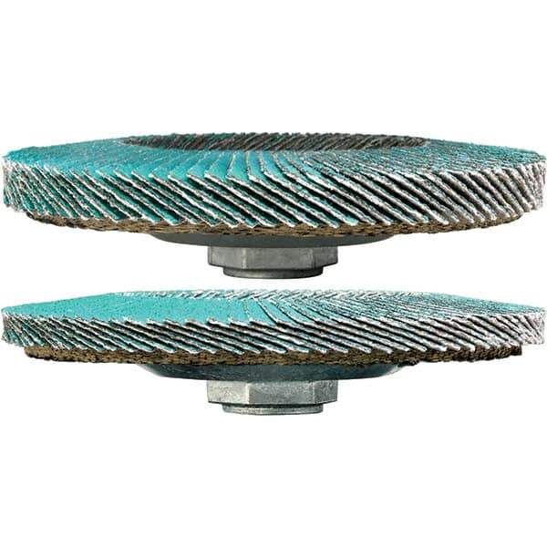 3M - 60 Grit, 4-1/2" Disc Diam, 5/8-11 Center Hole, Type 29 Zirconia Alumina Flap Disc - 13,300 Max RPM, Cloth Backing, Arbor Attaching System, Coated - Eagle Tool & Supply