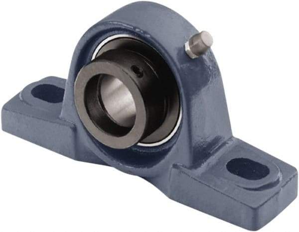 Tritan - 1-1/4" ID, 6.2992" OAL x 3.3071" OAH Pillow Block - 2,540 Lb Static Cap, 4,390 Lb Dyn Cap, 4.76" Btw Mnt Hole Ctrs, 1-11/16" Base-to-Ctr Ht, Cast Iron/Steel - Eagle Tool & Supply